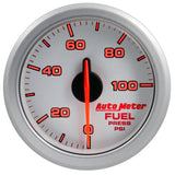 Autometer Airdrive 2-1/6in Fuel Pressure Gauge 0-100 PSI - Silver - 9171-UL