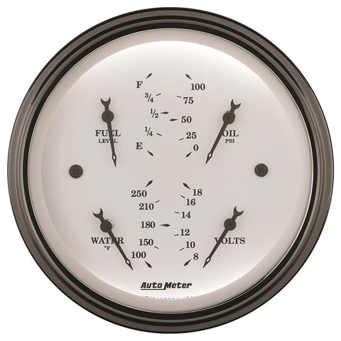 AutoMeter Gauge Quad 3-3/8in. 0 Ohm(e) to 90 Ohm(f)Elec Old Tyme White - 1614