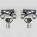 Granatelli 2.0in Aluminized Mild Steel Manual Dual Exhaust Cutout w/Slip Fit & Band Clamps - 304520D