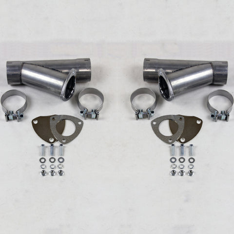 Granatelli 2.0in Aluminized Mild Steel Manual Dual Exhaust Cutout w/Slip Fit & Band Clamps - 304520D