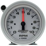 AutoMeter Tachometer Gauge 10K RPM 3 3/4in Pedestal w/Ext. Shift-Light - Silver Dial/Black Case - 233909