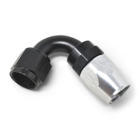 Russell Performance -6 AN Black/Silver 120 Degree Tight Radius Full Flow Swivel Hose End - 613403