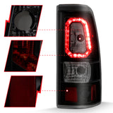 ANZO 1999-2002 Chevy Silverado 1500 LED Taillights Plank Style Black w/Smoke Lens - 311325