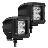 Go Rhino Xplor Bright Series Cube LED Spot Light Kit (Surface/Threaded Stud Mount) 3x3 - Blk (Pair) - 751803023SCS