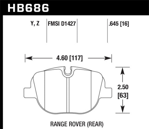 Hawk 10-11 Range Rover Sport S/C / 10-11 Supercharged Perf Ceramic Street Rear Brake Pads - HB686Z.645