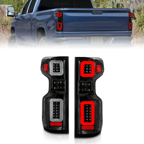 ANZO 19-21 Chevy Silverado Full LED Taillights Black Housing Clear Lens G2 (w/C light Bars) - 311414