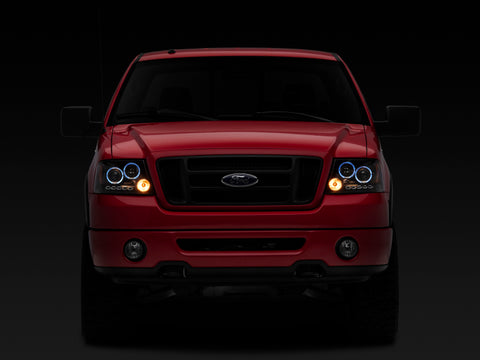 Raxiom 04-08 Ford F-150 Dual LED Halo Projector Headlights- Black Housing (Clear Lens) - T542827