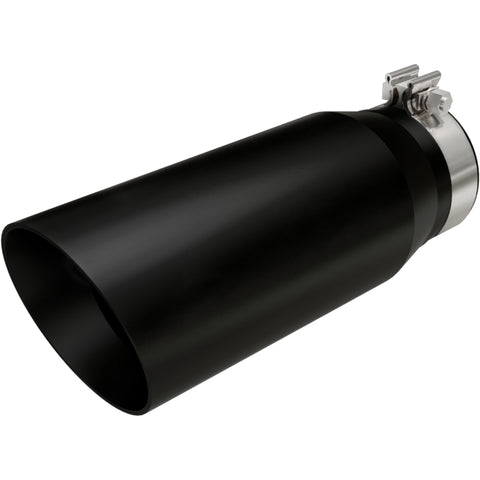 MagnaFlow Tip Stainless Black Coated Single Double Round Single Outlet 5in Dia 4in Inlet 13in L - 35240