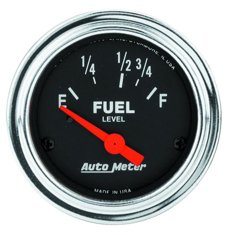AutoMeter Gauge Fuel Level 2-1/16in. 16 Ohm(e) to 158 Ohm(f) Elec Traditional Chrome - 2518