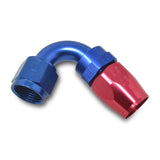 Russell Performance -8 AN Red/Blue 120 Degree Full Flow Swivel Hose End (With 3/4in Radius) - 613410