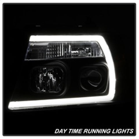 Spyder 04-08 Ford F-150 Projector Headlights - Light Bar DRL - Black PRO-YD-FF15004V2-LB-BK - 5084484