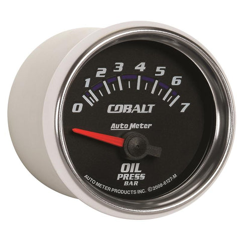 Autometer Cobalt 52mm 0-7 BAR Short Sweep Electric Oil Pressure Gauge - 6127-M