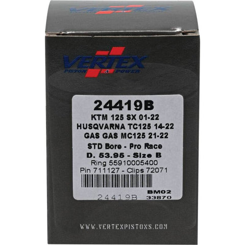 Vertex Piston 01-16 KTM 125 EXC 125cc Forged Pro Race Piston Kit - 24419B