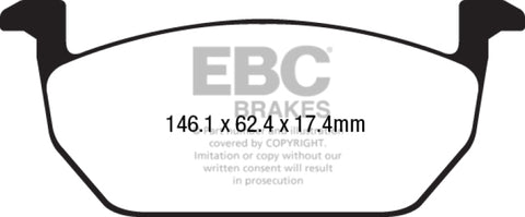 EBC 2017+ Volkswagen Golf Mk7 1.8L Turbo Ultimax2 Front Brake Pads - UD1968