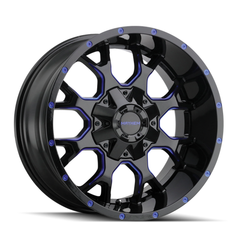 Mayhem 8015 Warrior 20x10 / 5x127 BP / -25mm Offset / 87mm Hub Black w/ Prism Blue Wheel - 8015-2152BTB