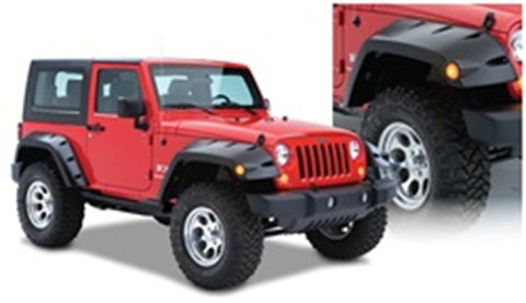 Bushwacker 07-18 Jeep Wrangler Max Pocket Style Flares 2pc Extended Coverage - Black - 10045-02