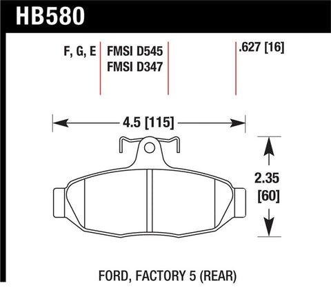 Hawk 86-92 Ford Taurus SHO / 89-92 Ford Thunderbird Super Coupe Blue 9012 Race Rear Brake Pads - HB580E.627