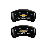 MGP 4 Caliper Covers Engraved Front & Rear Chevy racing Black finish silver ch - 14231SBRCBK