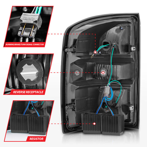 ANZO 2014-2018 GMC Sierra LED Tail Lights Black Housing Red/Clear Lens - 311399