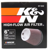 K&N Round Tapered Universal Air Filter 6in Flange ID x 7.5in Base OD x 5in Top OD x 6.5in Height - RF-1042