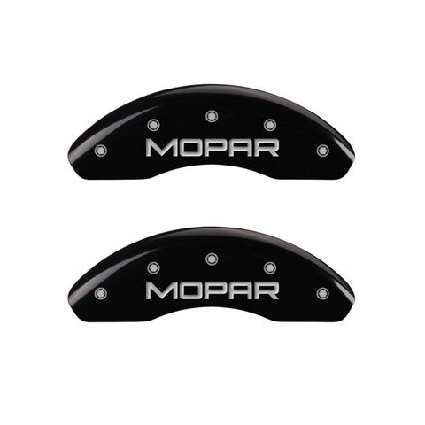 MGP 4 Caliper Covers Engraved Front & Rear MOPAR Black finish silver ch - 42016SMOPBK