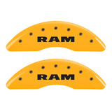 MGP 4 Caliper Covers Engraved Front Ram Rear Ramhead Yellow Finish Black Char 2010 Dodge Ram 2500 - 12124SRMHYL