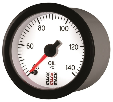 Autometer Stack 52mm 40-140 Deg C 1/8in NPTF Male Pro Stepper Motor Oil Temp Gauge - White - ST3359
