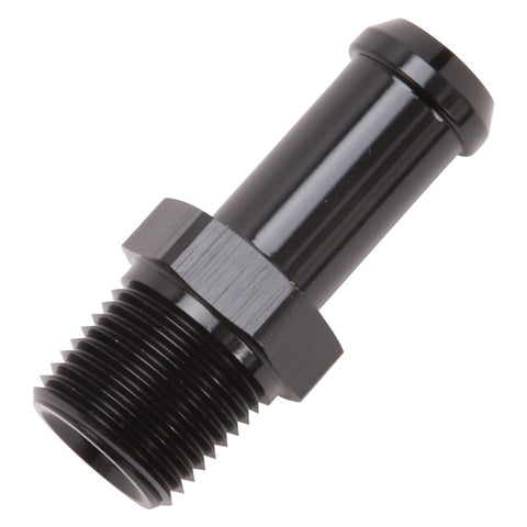 Edelbrock Hose End Straight 3/8In NPT to 1/2In Barb Black Anodize - 8114