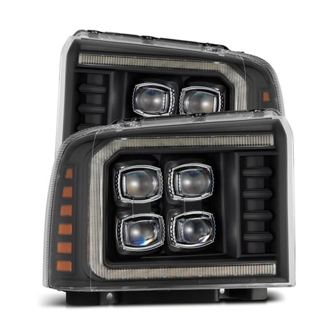 AlphaRex 05-07 Ford F250/350/450/550 Super Duty NOVA LED Proj HL Blk w/Actv Light & Seq Sig + SB DRL - 880319