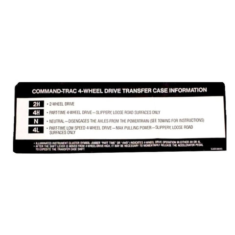 Omix Transfer Case Sunvisor Decal 94-98 Jeep Models - 18676.77