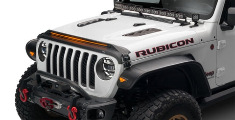 AVS 2018-2019 Jeep Wrangler (JL) Aeroskin Low Profile Hood Shield w/ Lights - Black - 753156