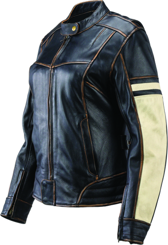 River Road Dame Vintage Leather Jacket Black Womens - Small - 094388