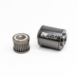 DeatschWerks Stainless Steel 8AN 100 Micron Universal Inline Fuel Filter Housing Kit (70mm) - 8-03-070-100K