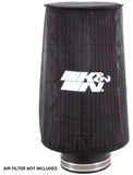 K&N Universal Round Tapered Filter Wrap - Black - 6in Base ID x 4.625in Top ID x 9in Height - RE-0810PK