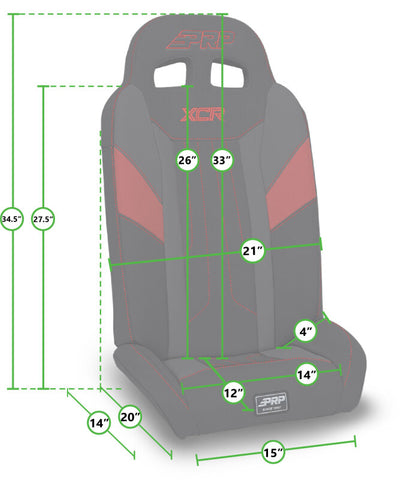 PRP Polaris RZR PRO XP4/PRO R4/Turbo R4 UTV XCR Fold Flat Rear Suspension Seats (Pair) - Black - A8018-PORXP