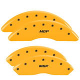 MGP 4 Caliper Covers Engraved Front & Rear 99-03 GMC Sierra 1500 Yellow Finish Black GMC Logo - 34006SGMCYL