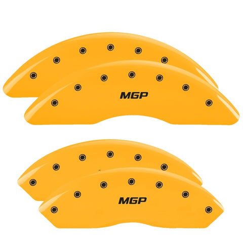 MGP 4 Caliper Covers Engraved Front & Rear 99-03 GMC Sierra 1500 Yellow Finish Black GMC Logo - 34006SGMCYL