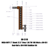 Gen-Y Mega Duty 2in Shank 22.5in Drop 10K Hitch w/GH-031 Dual-Ball/GH-0100 Stabilizer Kit - GH-3110