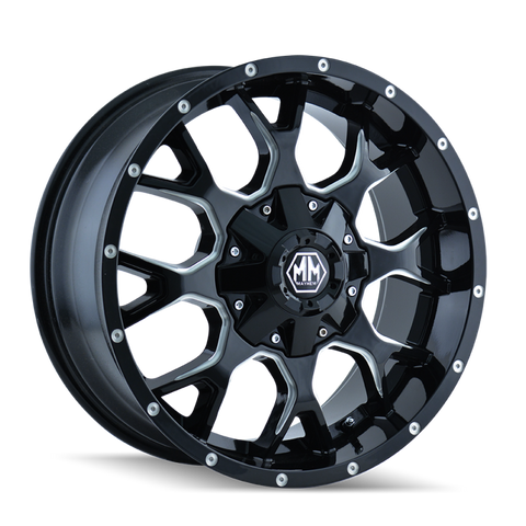 Mayhem 8015 Warrior 18x9 / 5x150 BP / 18mm Offset / 110mm Hub Black w/ Milled Spokes Wheel - 8015-8997M18