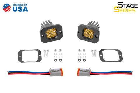 Diode Dynamics Stage Series C1 LED Pod Sport - Yellow Flood Flush ABL (Pair) - DD6473P