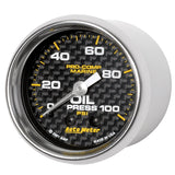 Autometer Marine Carbon Fiber Ultra-Lite 2-1/16in 100PSI Mechanical Oil Pressure Gauge - 200790-40