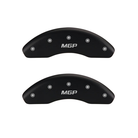 MGP 4 Caliper Covers Engraved F & R 100 Anniversary Red Finish Silver Char 2019 Chevrolet Colorado - 14235SBANRD