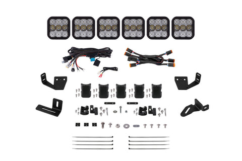Diode Dynamics Prinsu/Sherpa Roof Racks SS5 6-Pod CrossLink Mounting Kit - Pro White Combo - DD7820
