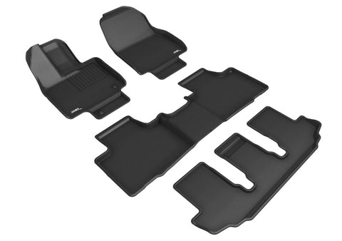 3D MAXpider 20-23 Toyota Highlander Gas 8-Seat Kagu Black Floor Mat - Row 1/2/3 - L1TY26201509