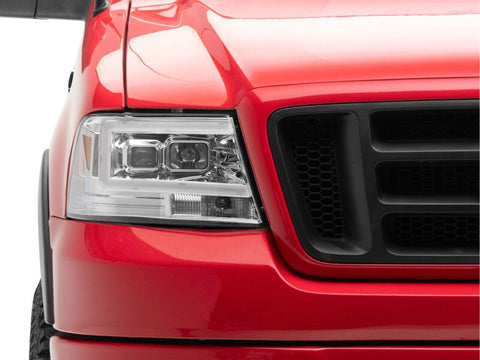 Raxiom 04-08 Ford F-150 Axial Series Projector Headlights- Chrome Housing- Clear Lens - T569353