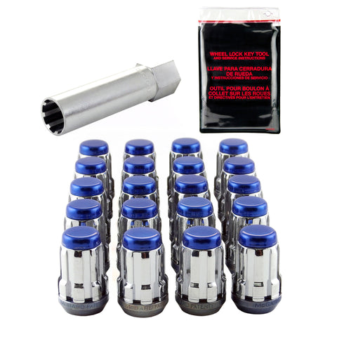 McGard SplineDrive Tuner 5 Lug Install Kit w/Tool (Cone) M12X1.25 / 13/16 Hex / 1.24in. L - Blue Cap - 65554BC