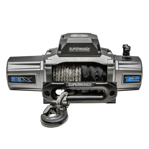 Superwinch 12000 LBS 12V DC 3/8in x 80ft Synthetic Rope SX 12000SR Winch - Graphite - 1712201