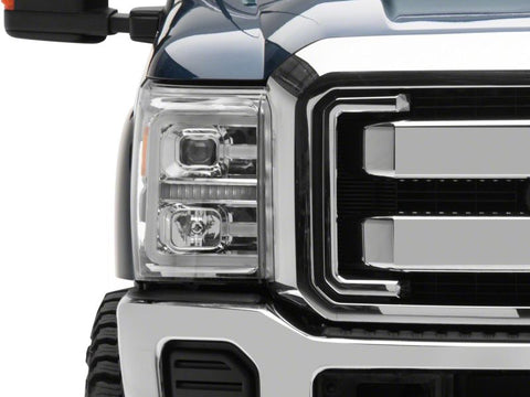 Raxiom 11-16 Ford F-250 Super Duty LED Projector Headlights - Chrome Housing (Clear Lens) - SD3621