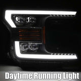 AlphaRex 18-19 Ford F-150 NOVA LED Projector Headlights Plank Style Chrome w/ActivLight/Seq Signal - 880181