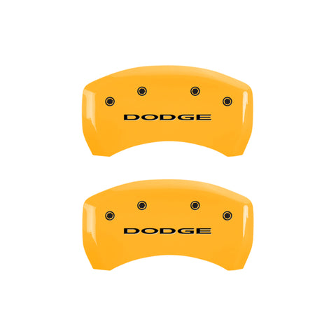MGP 4 Caliper Covers Engraved Front & Rear With out stripes/Dodge Yellow finish black ch - 12181SDD4YL